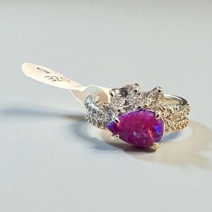 Bomb Party BP Lilac Fire Opal Ring - Womens Size 5 - Rhodium Plated